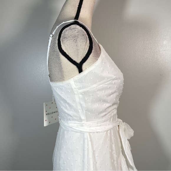 Hello Molly White Ivory Surplice Neck Belted Layered Hem Cami Short Dress S - Picture 7 of 12